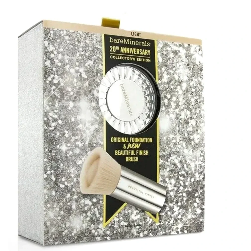 Bare Minerals 20th Anniversary‎ Full Size Foundation & Brush Set LIGHT  Feminine